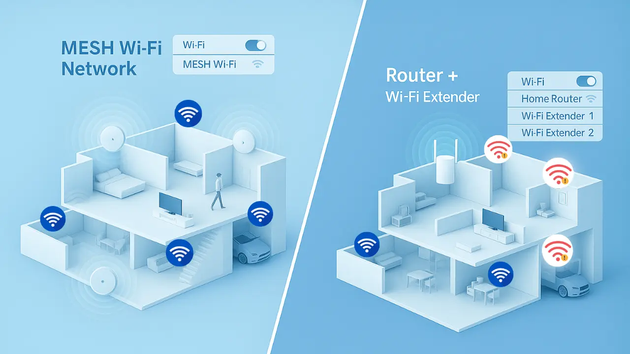 Performance comparison between traditional wireless network and mesh wireless network.
