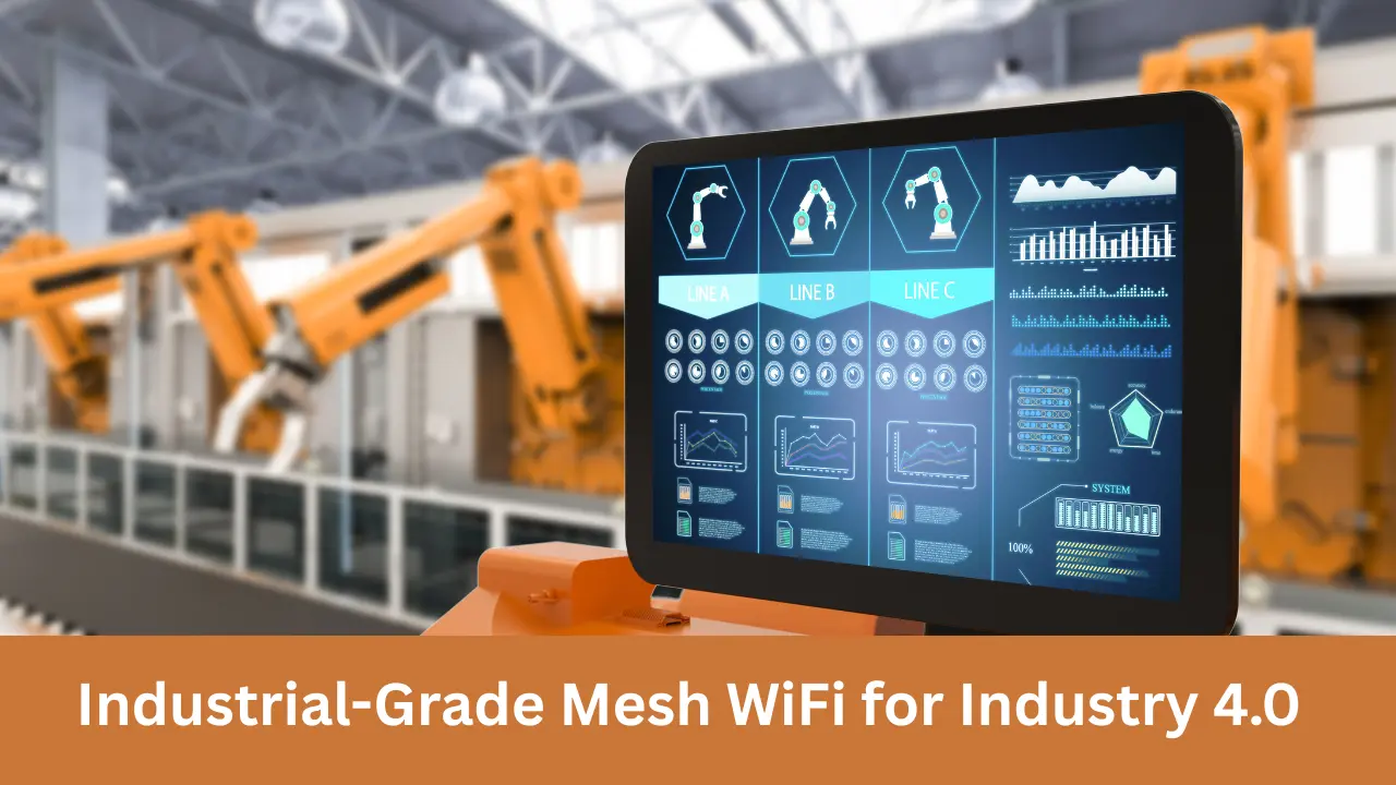Dashboard screen monitoring industrial automation systems using industrial-grade mesh WiFi in an Industry 4.0 environment