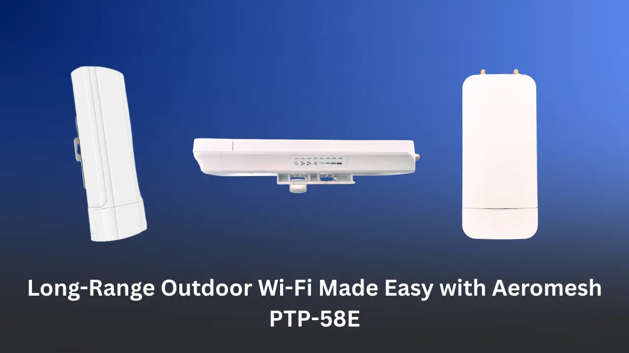 Aeromesh PTP-58E outdoor long-range Wi-Fi bridge for point-to-point connectivity