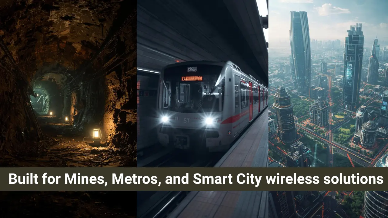 Aeromesh wireless mesh network built for mining operations, metro rail systems, and smart city wireless solutions