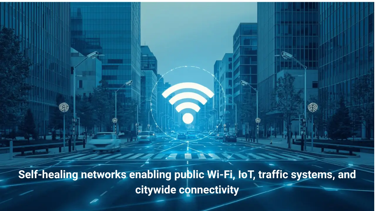 Self-healing mesh Wi-Fi network enabling public Wi-Fi, IoT, traffic systems, and citywide connectivity