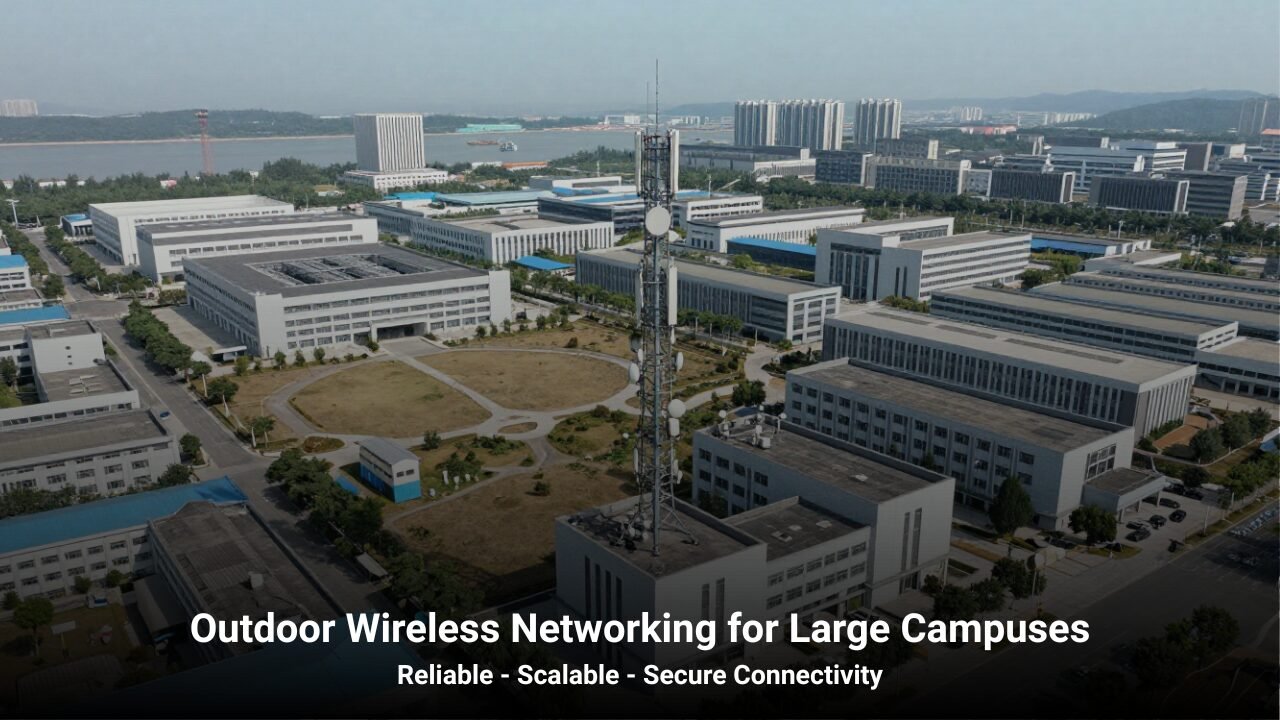 Outdoor wireless mesh network providing seamless connectivity across a large enterprise campus using the best mesh Wi-Fi system