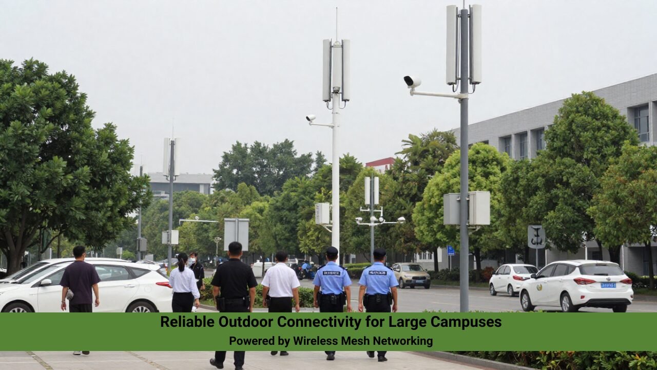 Wireless mesh network enabling secure outdoor wireless connectivity across a large enterprise campus using the best mesh Wi-Fi system